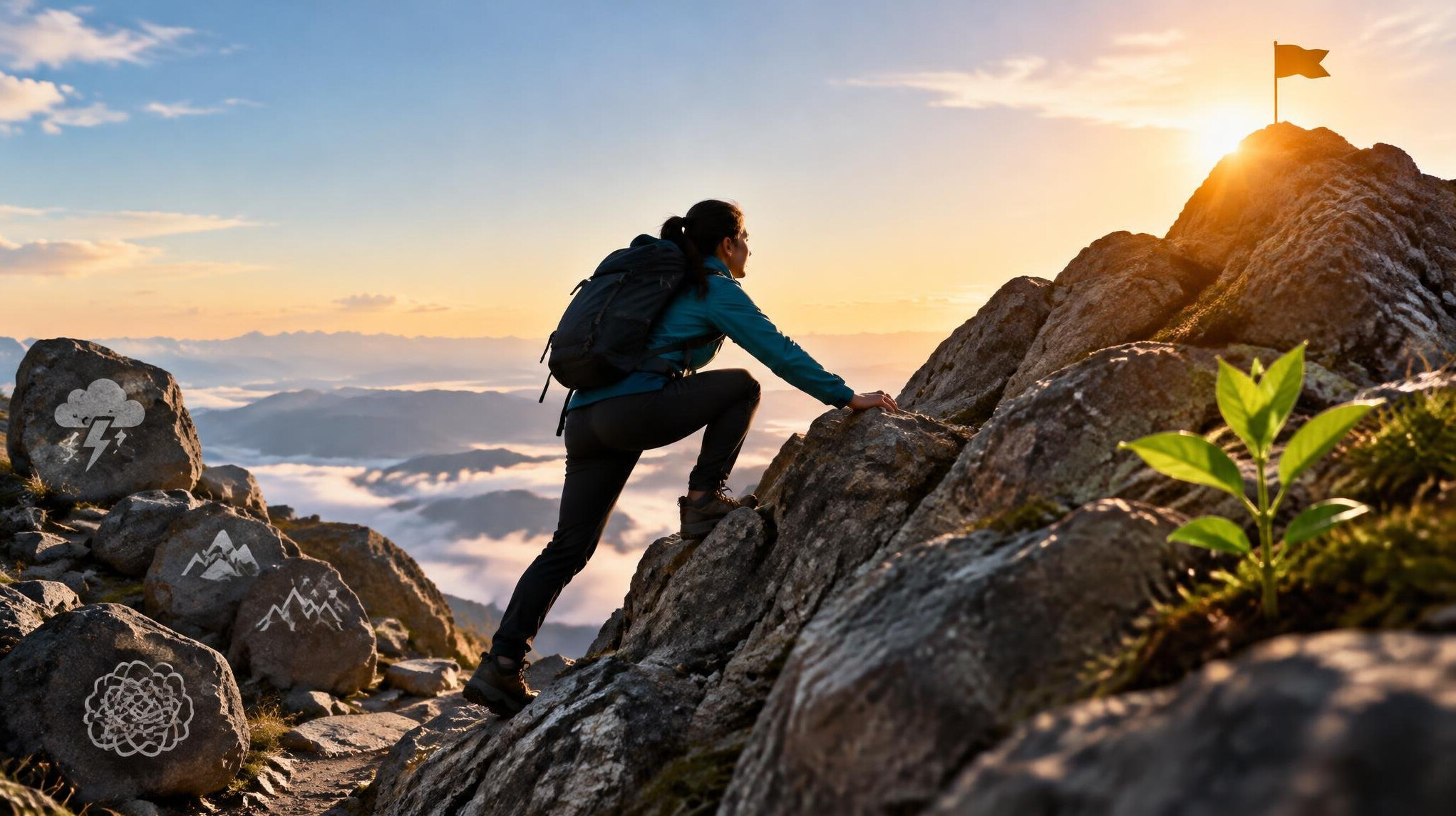 person climbing mountain