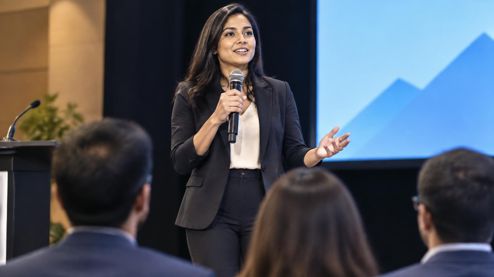 confident person giving speech